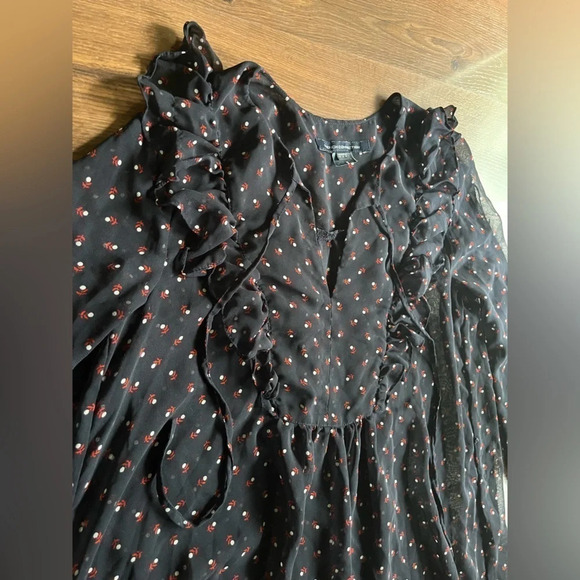 🍂 French Connection Navy Peasant Dress – Boho Cottagecore Vibes - Picture 6 of 12